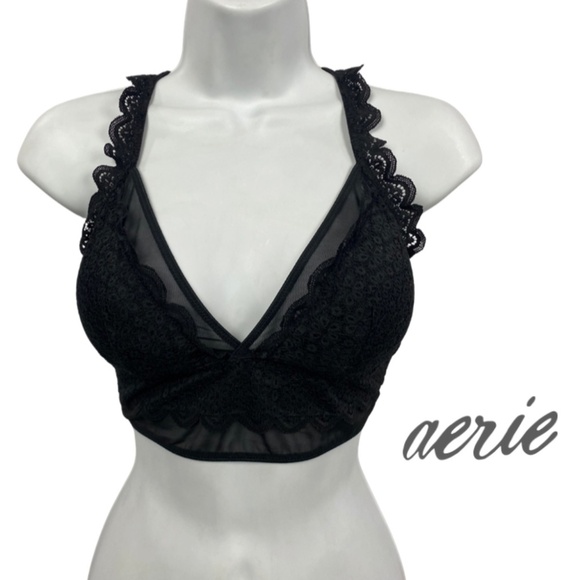Aerie Lace Racerback Bralette – Black – Size Medium - Picture 1 of 10